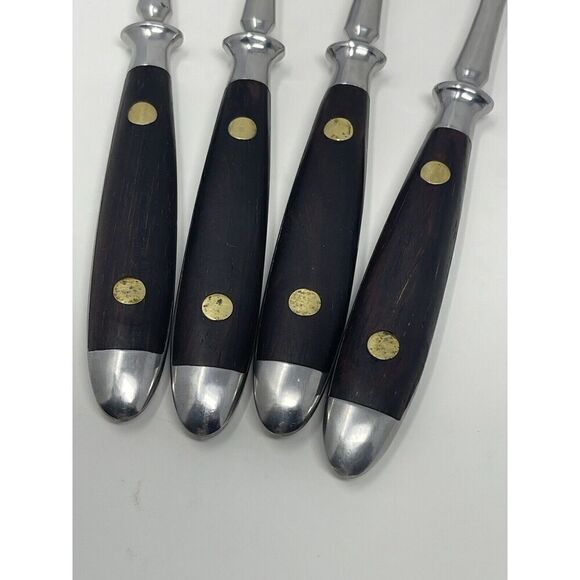 Washington Forge Innsbruck Rosewood Handle Brass Rivet Salad Forks 7” Set Of 4 - Picture 5 of 6